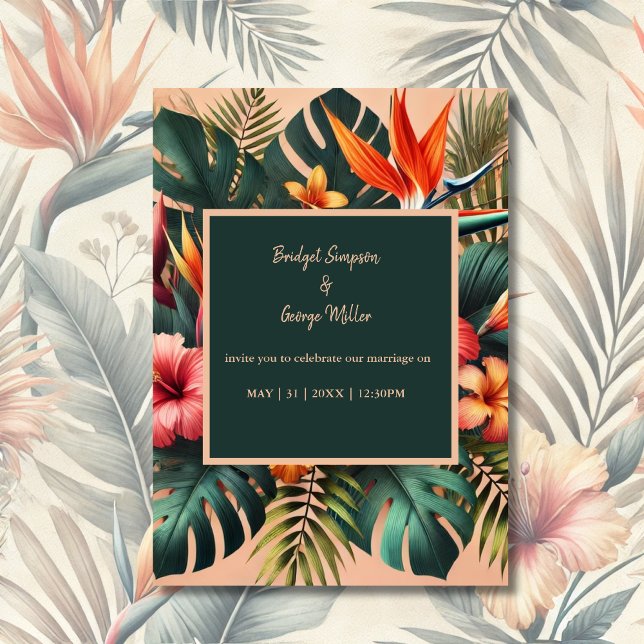 colourful Exotic Tropical Hawaiian Floral Wedding  Invitation (Creator Uploaded)
