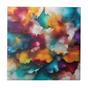 Colourful Explosion Alcohol Ink Tile