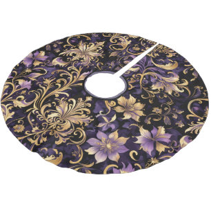 Colourful,Extravagant,Purple and Gold  Brushed Polyester Tree Skirt