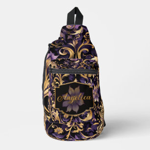 Colourful,Extravagant,Purple and Gold Personalized Sling Bag