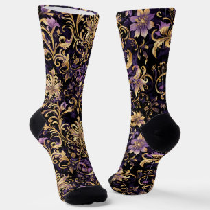 Colourful,Extravagant,Purple and Gold Socks