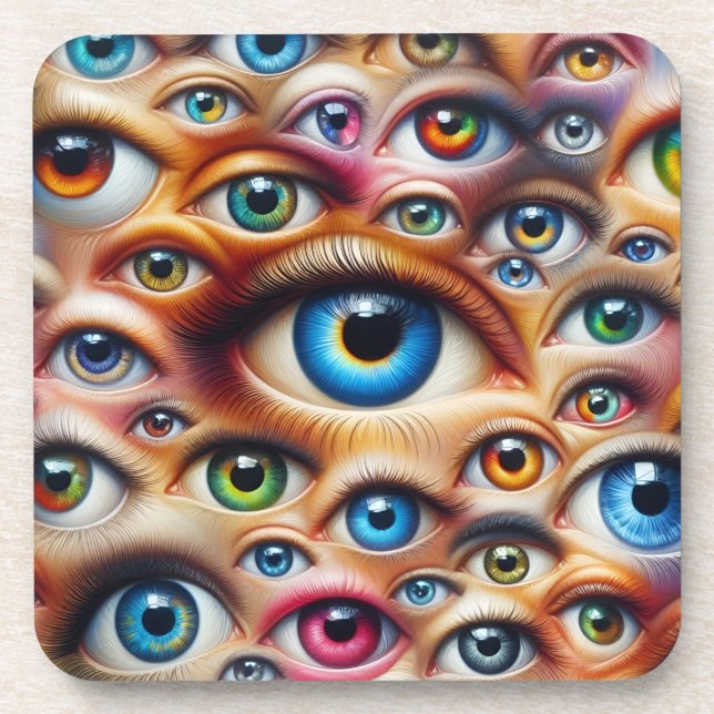 Colourful Eyes Cork Back Coasters Set of 6 (Front)