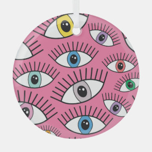 Colourful eyes: magic mystical background glass ornament