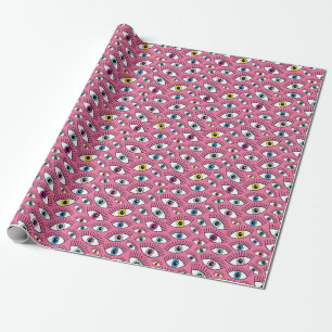 Colourful eyes: magic mystical background wrapping paper