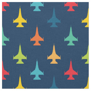 Colourful F-16 Viper Fighter Jet Pattern Primaries Fabric