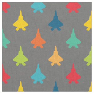 Colourful F-22 Raptor Fighter Jet Pattern Fabric