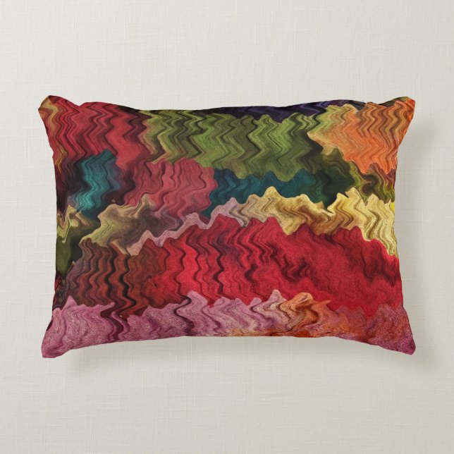 Colourful Fabric Abstract Accent Pillow (Front)