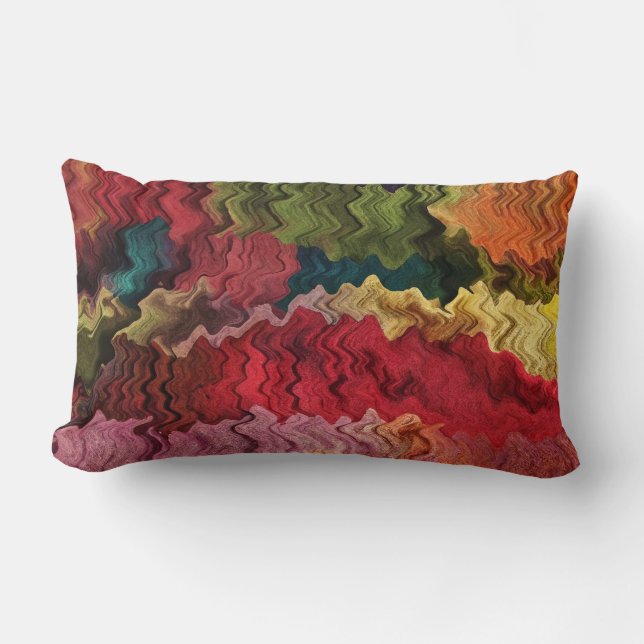 Colourful Fabric Abstract Lumbar Pillow (Front)