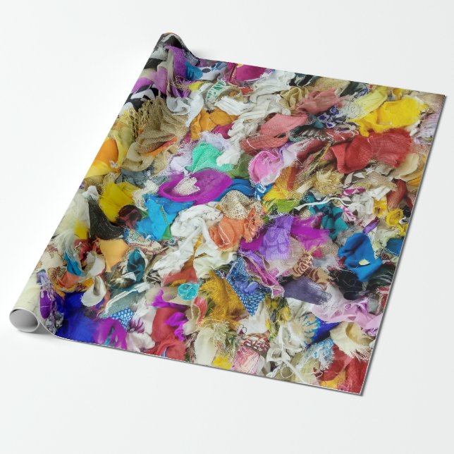 colourful fabric collage wrapping paper (Unrolled)