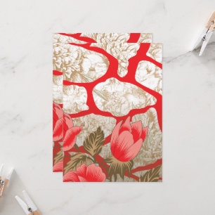 Colourful fabric design featuring a red and gold p invitation