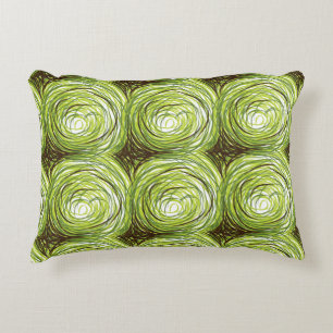 Colourful fabric design featuring green floral mot accent pillow