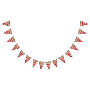 Colourful fabric pattern featuring intricate flora bunting flags