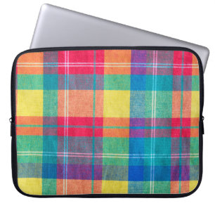 colourful fabric plaid texture. Cloth background Laptop Sleeve