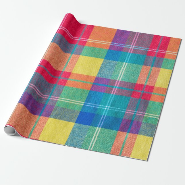colourful fabric plaid texture. Cloth background Wrapping Paper (Unrolled)