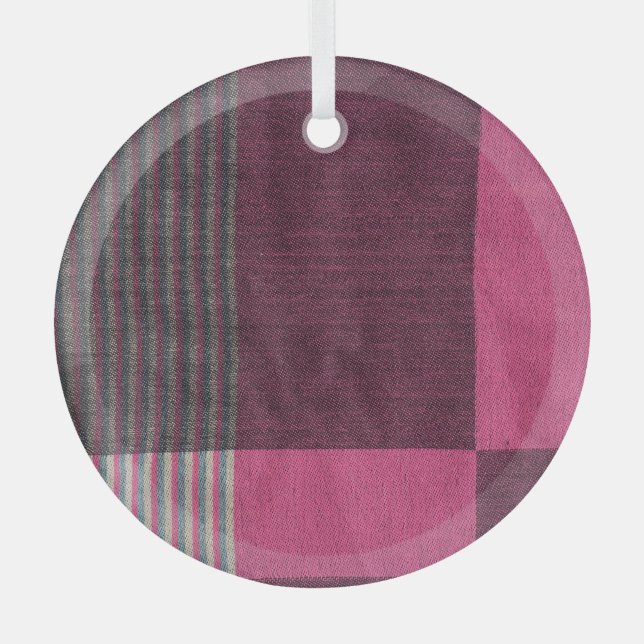 Colourful Fabric Surface: Top View. Glass Ornament (Front)