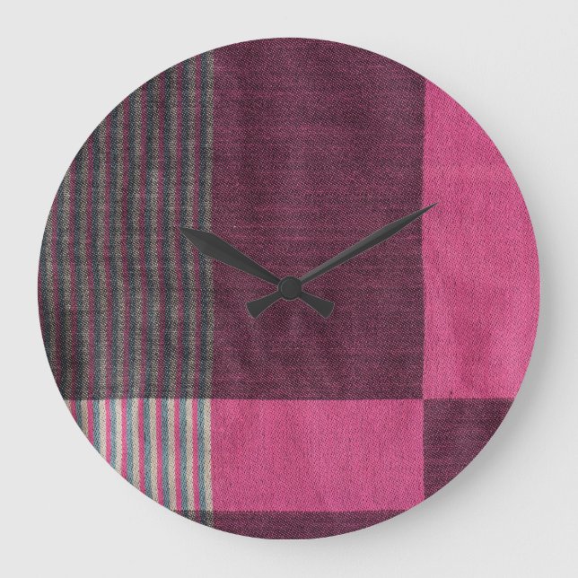 Colourful Fabric Surface: Top View. Large Clock (Front)