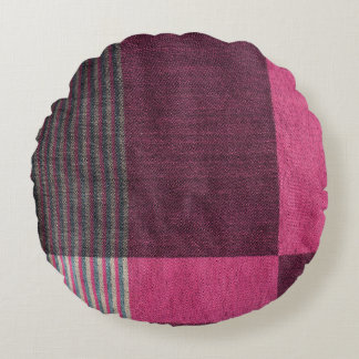Colourful Fabric Surface: Top View. Round Pillow