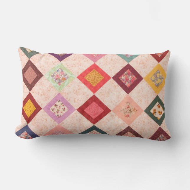 Colourful Fabrics Pattern Lumbar Pillow (Front)