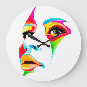 Colourful face Round (Large) Wall Clock