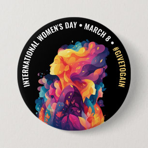 Colourful Faces Abstract Women's Day IWD 3 Inch Round Button