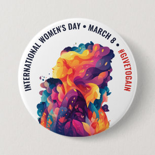 Colourful Faces Abstract Women's Day   IWD 3 Inch Round Button