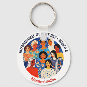 Colourful Faces   International Women's Day   IWD Keychain