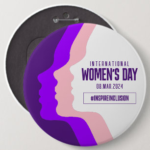 Colourful Faces International Women's Day March 8 6 Inch Round Button
