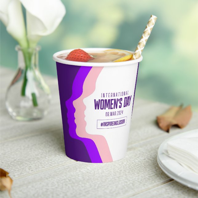 Colourful Faces International Women's Day March 8 Paper Cups (Insitu)