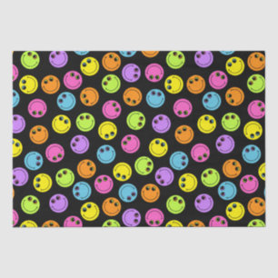 Colourful Faces on Black Tissue Paper