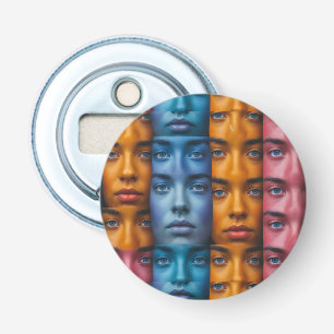 Colourful Faces Pattern Bottle Opener