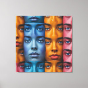 Colourful Faces Pattern Canvas Print