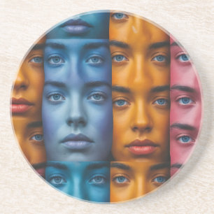 Colourful Faces Pattern Coaster