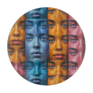 Colourful Faces Pattern Cutting Board