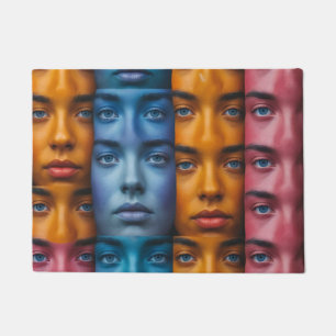 Colourful Faces Pattern Doormat