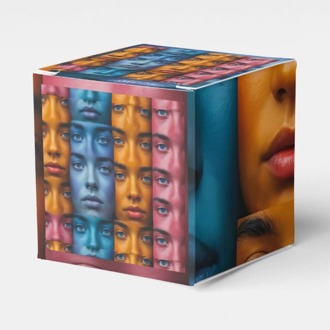 Colourful Faces Pattern Favor Box (Front Side)