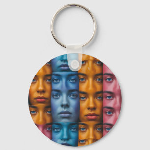 Colourful Faces Pattern Keychain