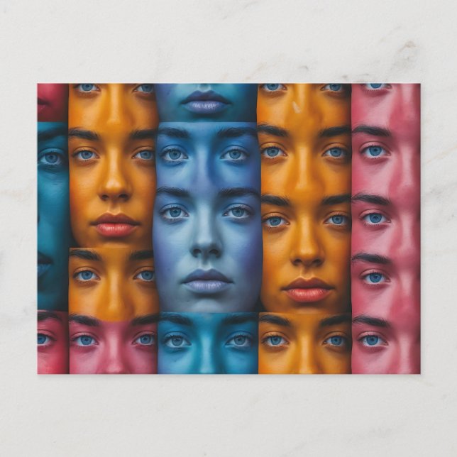 Colourful Faces Pattern Postcard (Front)