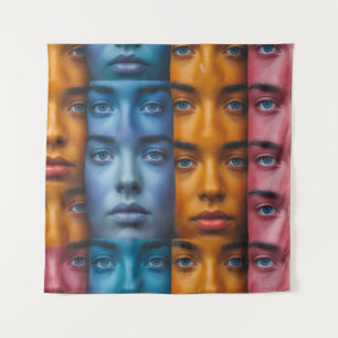 Colourful Faces Pattern Tapestry