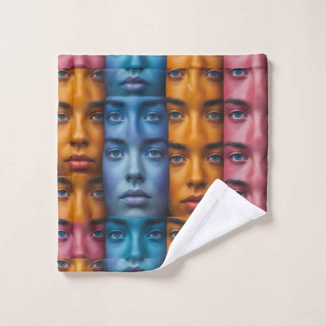 Colourful Faces Pattern Wash Cloth (Wash Cloth)
