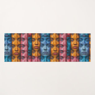 Colourful Faces Pattern Yoga Mat