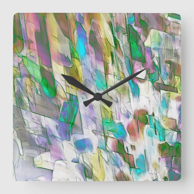 Colourful faded, opaque versus satiny fight square wall clock (Front)