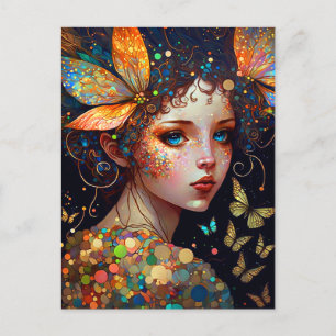 Colourful Fairy Butterflies Fantasy Art Postcard