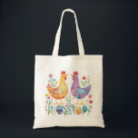 Colourful Fairy Tale Chicken & Egg Illustration Tote Bag<br><div class="desc">Bring a little storybook magic to your everyday life with this colourful and whimsical chicken & egg illustration tote bag. Featuring two adorable chickens and playful eggs in a fairy tale-inspired design, this eco-friendly tote is bursting with charm and vibrant colours. Perfect for animal lovers, farm life fans, or anyone...</div>