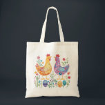 Colourful Fairy Tale Chicken & Egg Illustration Tote Bag<br><div class="desc">Bring a little storybook magic to your everyday life with this colourful and whimsical chicken & egg illustration tote bag. Featuring two adorable chickens and playful eggs in a fairy tale-inspired design, this eco-friendly tote is bursting with charm and vibrant colours. Perfect for animal lovers, farm life fans, or anyone...</div>