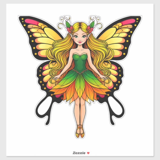 Colourful Fairy With Vibrant Butterfly Wings (Sheet)