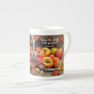 Colourful Fall Apple Basket Bone China Mug