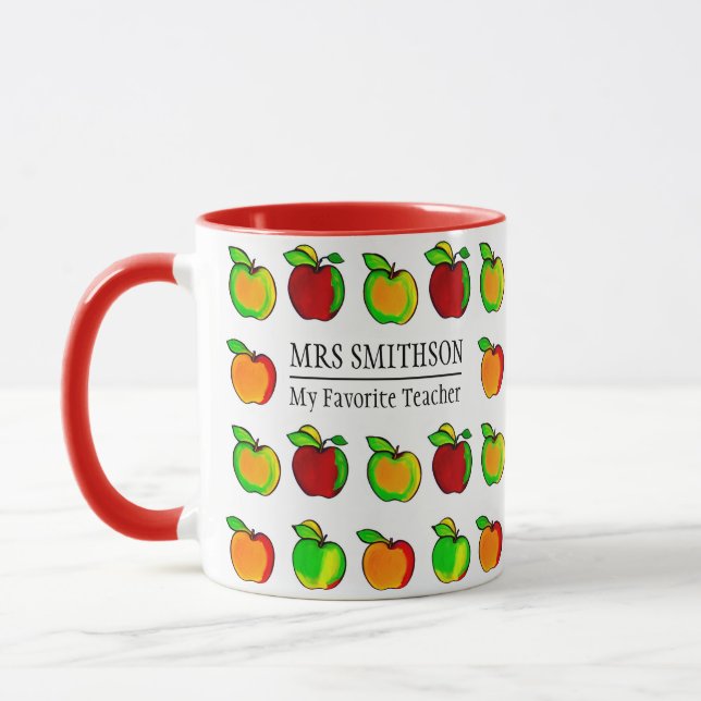  Colourful Fall Apple Pattern Cute Gift For Teache Mug (Left)