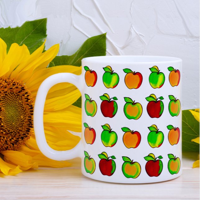 Colourful Fall Apple Pattern Cute Gift For Teacher Coffee Mug (Creator Uploaded)