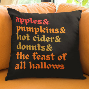 Colourful Fall Apples Pumpkins Cider Halloween  Throw Pillow