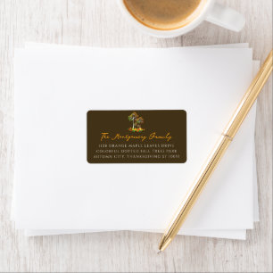 Colourful Fall Autumn Family Trees Holiday Address Label